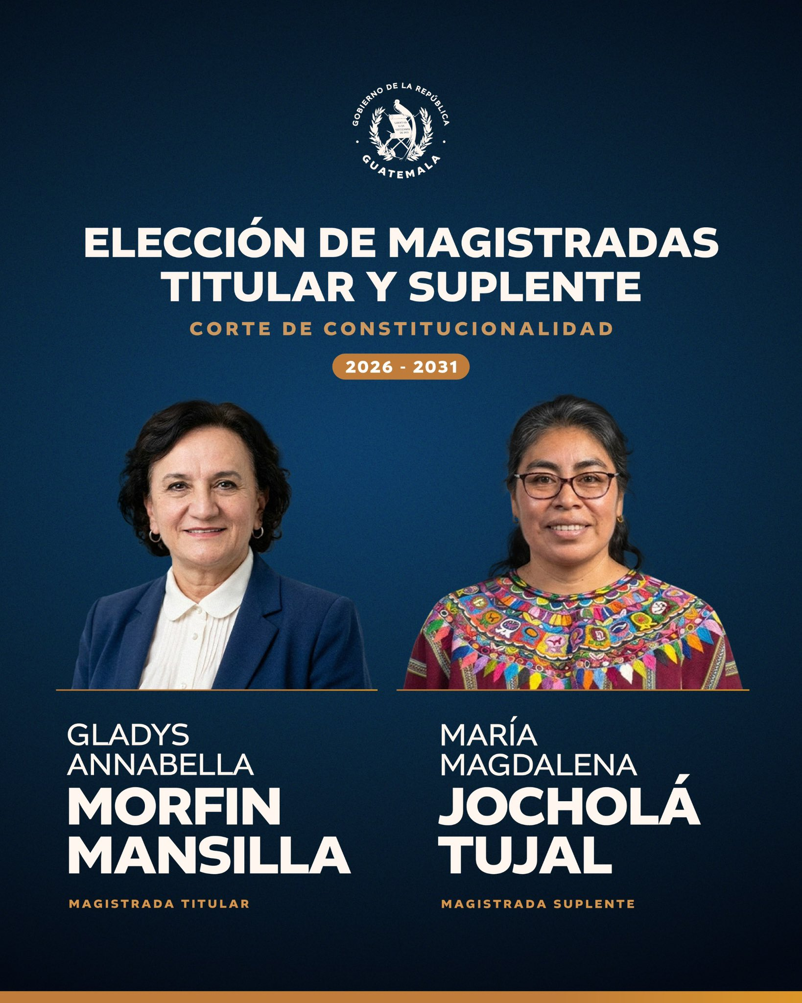 Presidente designa magistradas de la CC 2026-2031 a Gladys Annabella Morfin Mansilla y a María Magdalena Jocholá Tujal